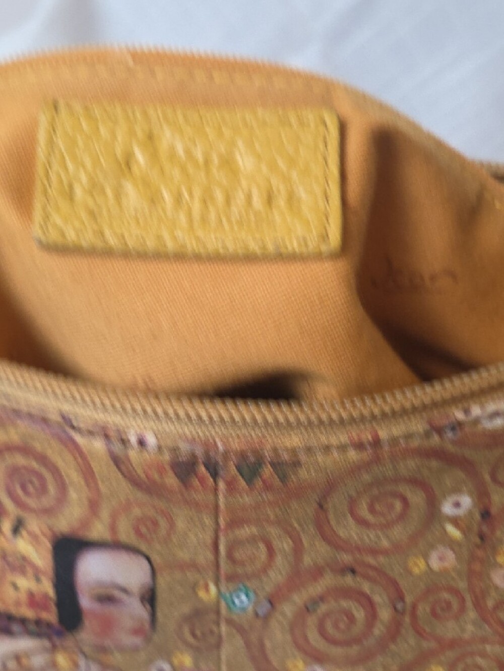 ICON Mustard Yellow Shoulder Bag with Brown Trim and Decorative Print - Picture 7 of 9